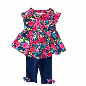 First Impressions Floral Kids Matching Set - Pink and Blue